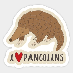 I Love Pangolins Sticker